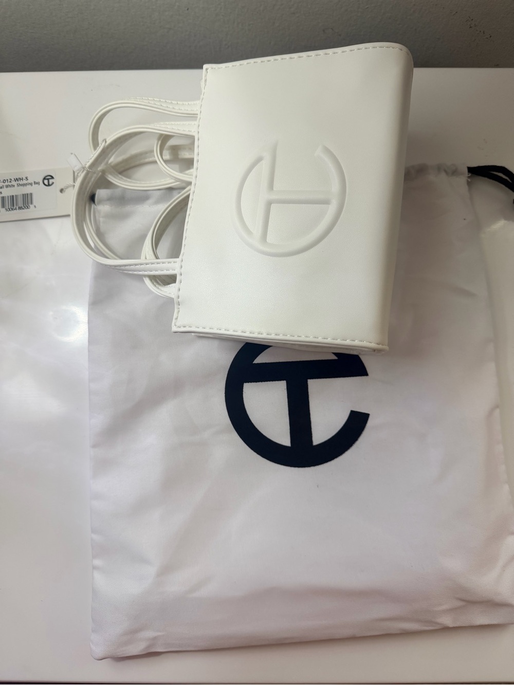 Telfar White Embossed Logo Mini Crossbody